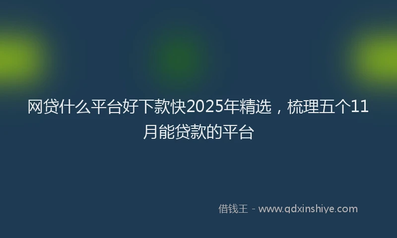 网贷什么平台好下款快2025年精选，梳理五个11月能贷款的平台
