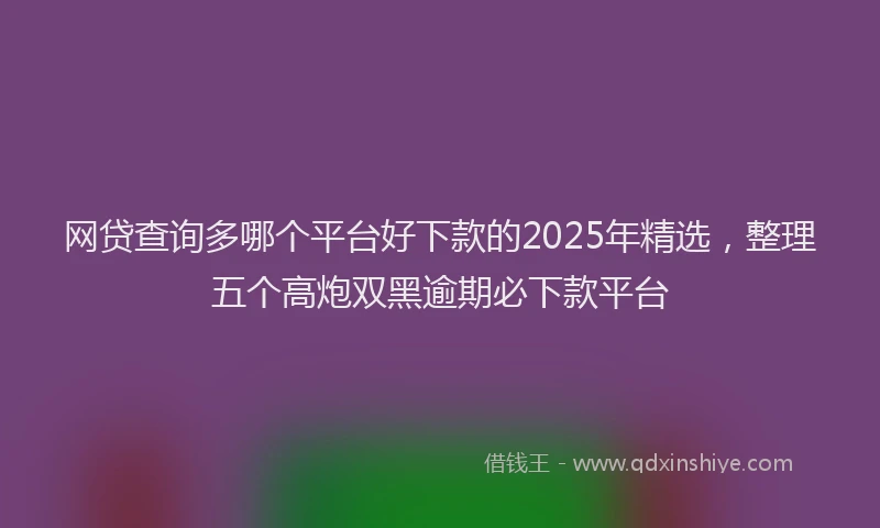 网贷查询多哪个平台好下款的2025年精选，整理五个高炮双黑逾期必下款平台