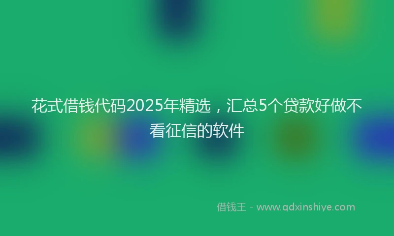 花式借钱代码2025年精选，汇总5个贷款好做不看征信的软件