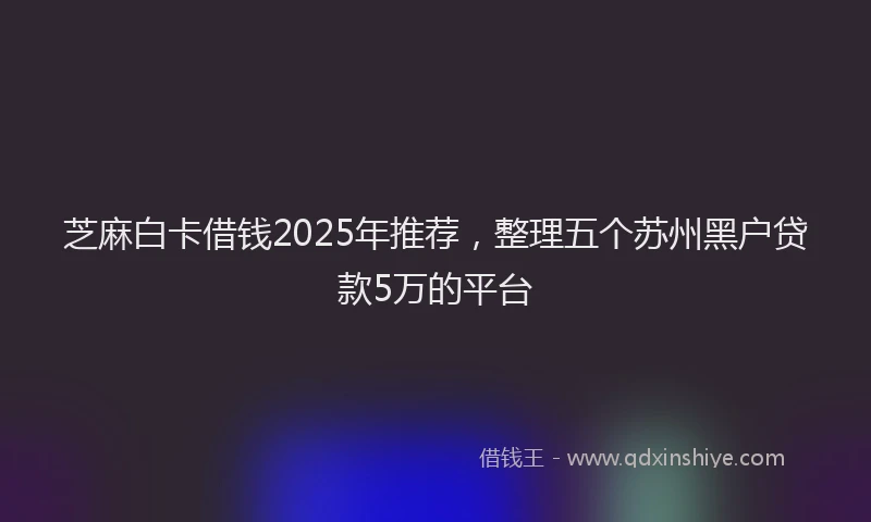 芝麻白卡借钱2025年推荐，整理五个苏州黑户贷款5万的平台