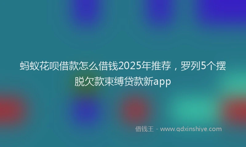 蚂蚁花呗借款怎么借钱2025年推荐，罗列5个摆脱欠款束缚贷款新app