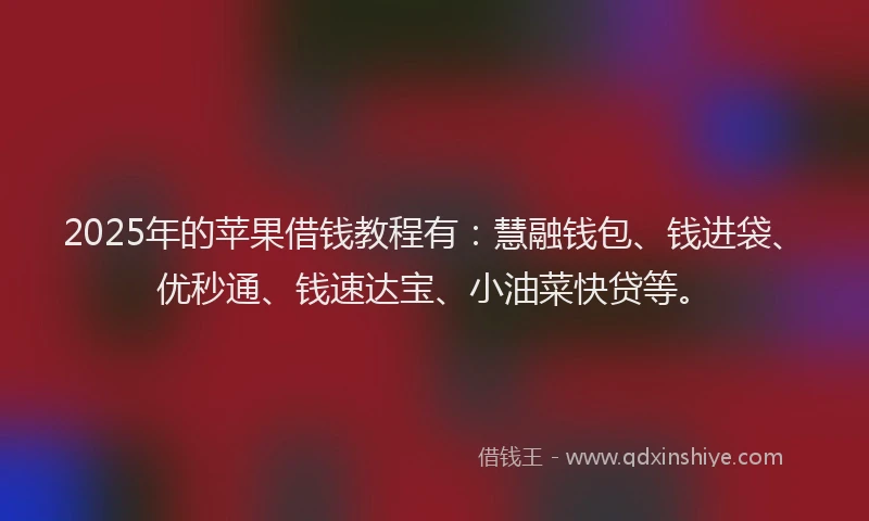 2025年的苹果借钱教程有：慧融钱包、钱进袋、优秒通、钱速达宝、小油菜快贷等。