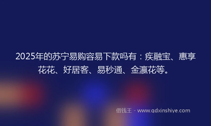 2025年的苏宁易购容易下款吗有：疾融宝、惠享花花、好居客、易秒通、金瀛花等。