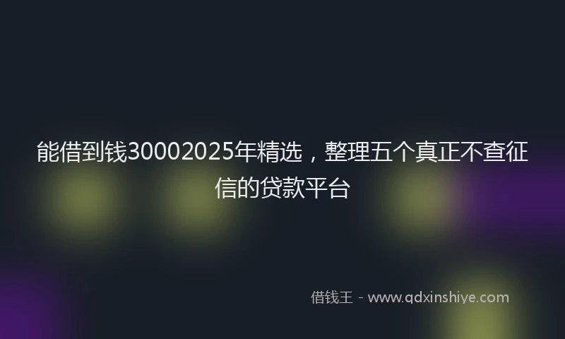 能借到钱30002025年精选，整理五个真正不查征信的贷款平台