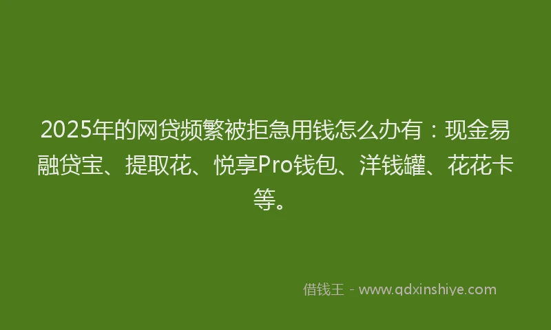 2025年的网贷频繁被拒急用钱怎么办有：现金易融贷宝、提取花、悦享Pro钱包、洋钱罐、花花卡等。
