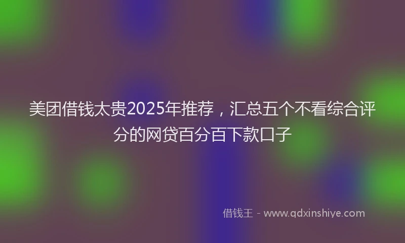 美团借钱太贵2025年推荐，汇总五个不看综合评分的网贷百分百下款口子