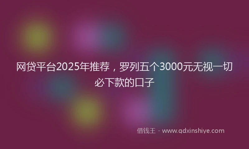 网贷平台2025年推荐，罗列五个3000元无视一切必下款的口子
