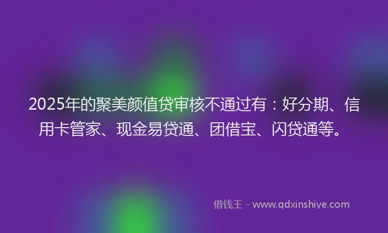 2025年的聚美颜值贷审核不通过有：好分期、信用卡管家、现金易贷通、团借宝、闪贷通等。