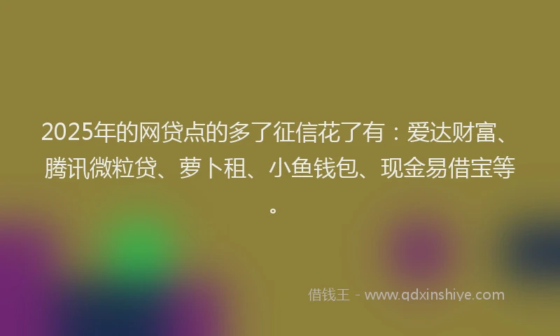 2025年的网贷点的多了征信花了有：爱达财富、腾讯微粒贷、萝卜租、小鱼钱包、现金易借宝等。