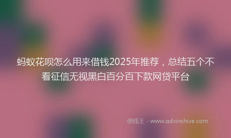蚂蚁花呗怎么用来借钱2025年推荐，总结五个不看征信无视黑白百分百下款网贷平台