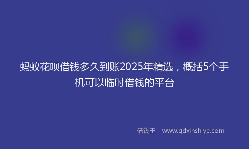 蚂蚁花呗借钱多久到账2025年精选，概括5个手机可以临时借钱的平台