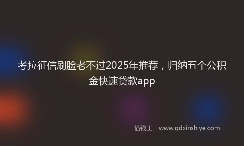 考拉征信刷脸老不过2025年推荐，归纳五个公积金快速贷款app
