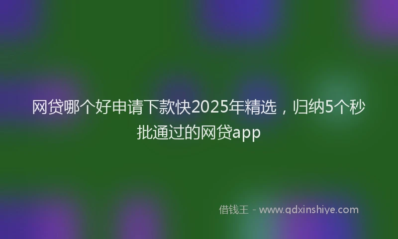 网贷哪个好申请下款快2025年精选，归纳5个秒批通过的网贷app