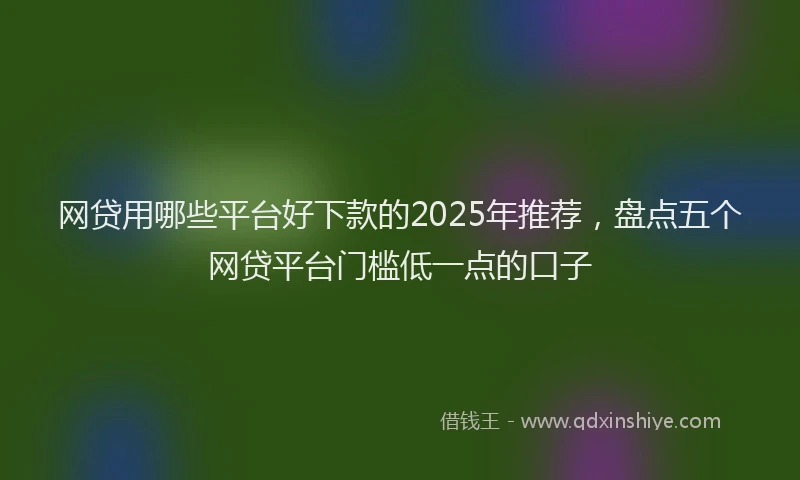网贷用哪些平台好下款的2025年推荐，盘点五个网贷平台门槛低一点的口子