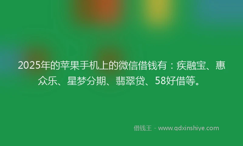 2025年的苹果手机上的微信借钱有：疾融宝、惠众乐、星梦分期、翡翠贷、58好借等。