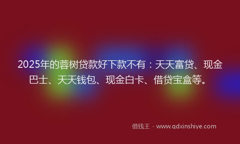 2025年的蓉树贷款好下款不有：天天富贷、现金巴士、天天钱包、现金白卡、借贷宝盒等。