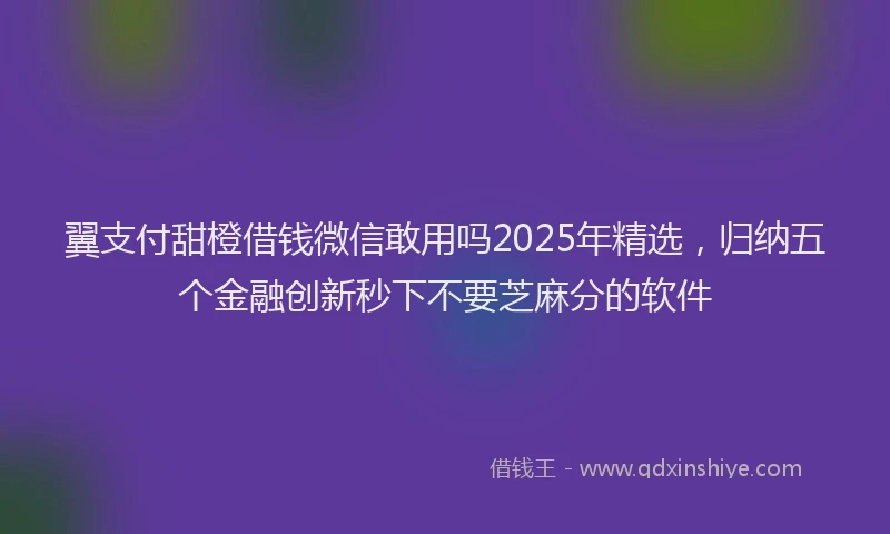 翼支付甜橙借钱微信敢用吗2025年精选，归纳五个金融创新秒下不要芝麻分的软件