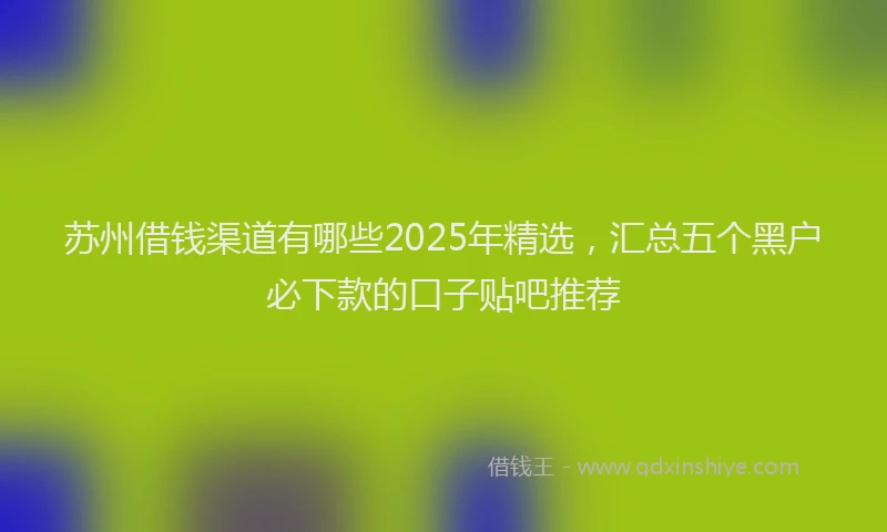 苏州借钱渠道有哪些2025年精选，汇总五个黑户必下款的口子贴吧推荐