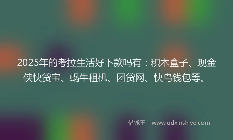 2025年的考拉生活好下款吗有：积木盒子、现金侠快贷宝、蜗牛租机、团贷网、快鸟钱包等。