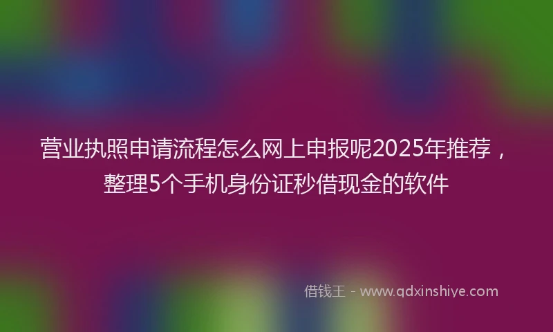 营业执照申请流程怎么网上申报呢2025年推荐，整理5个手机身份证秒借现金的软件