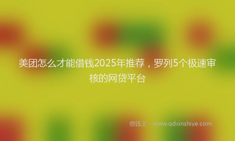美团怎么才能借钱2025年推荐，罗列5个极速审核的网贷平台
