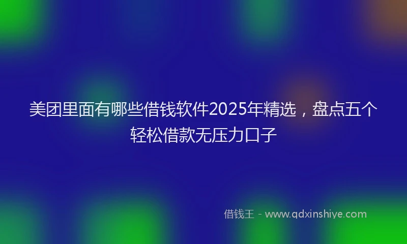 美团里面有哪些借钱软件2025年精选，盘点五个轻松借款无压力口子
