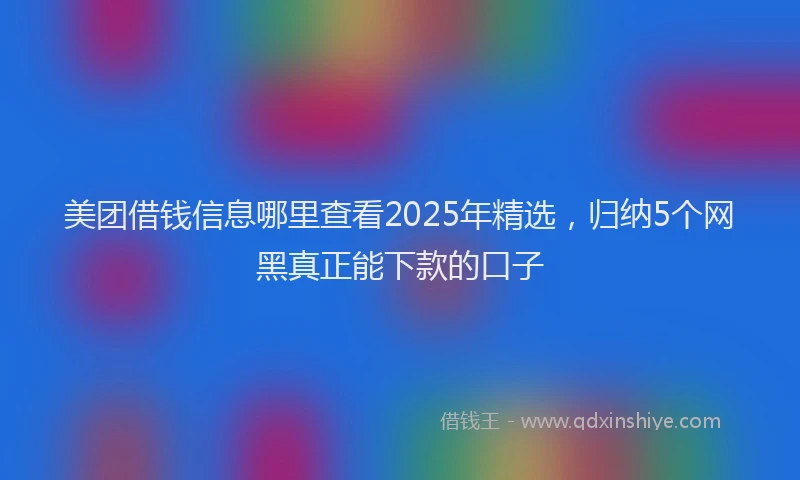 美团借钱信息哪里查看2025年精选，归纳5个网黑真正能下款的口子