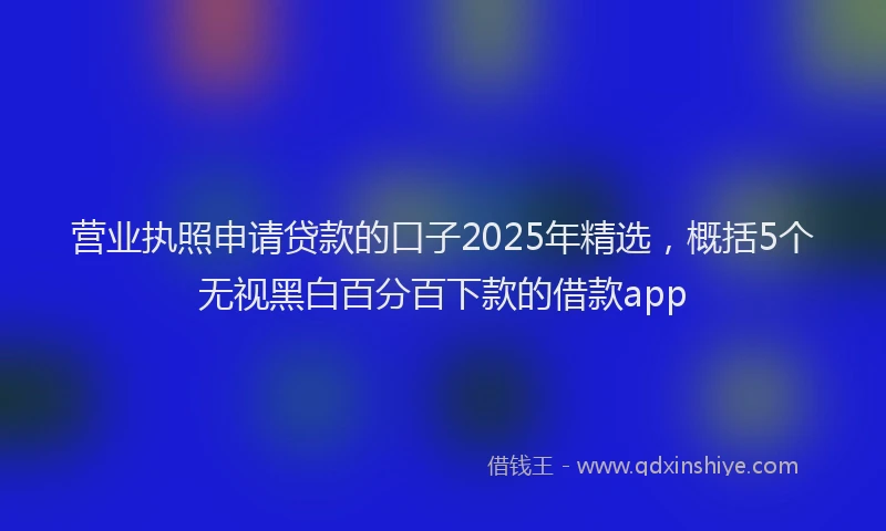 营业执照申请贷款的口子2025年精选，概括5个无视黑白百分百下款的借款app