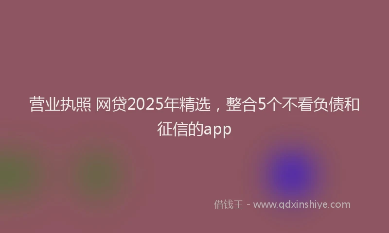 营业执照 网贷2025年精选，整合5个不看负债和征信的app