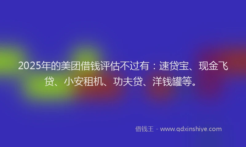 2025年的美团借钱评估不过有：速贷宝、现金飞贷、小安租机、功夫贷、洋钱罐等。