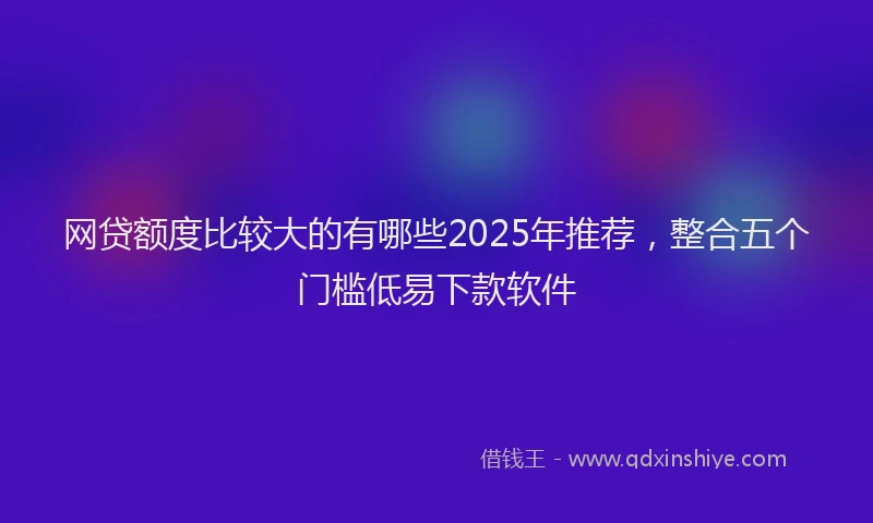 网贷额度比较大的有哪些2025年推荐，整合五个门槛低易下款软件