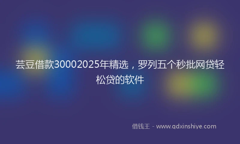 芸豆借款30002025年精选，罗列五个秒批网贷轻松贷的软件