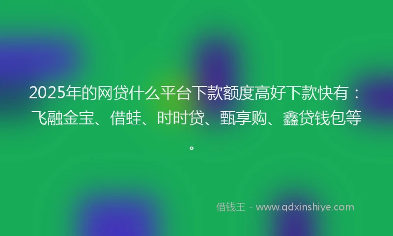 2025年的网贷什么平台下款额度高好下款快有：飞融金宝、借蛙、时时贷、甄享购、鑫贷钱包等。