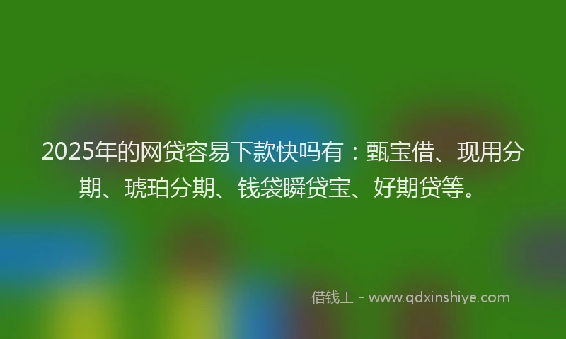 2025年的网贷容易下款快吗有：甄宝借、现用分期、琥珀分期、钱袋瞬贷宝、好期贷等。