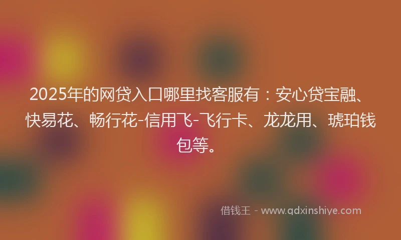 2025年的网贷入口哪里找客服有：安心贷宝融、快易花、畅行花-信用飞-飞行卡、龙龙用、琥珀钱包等。