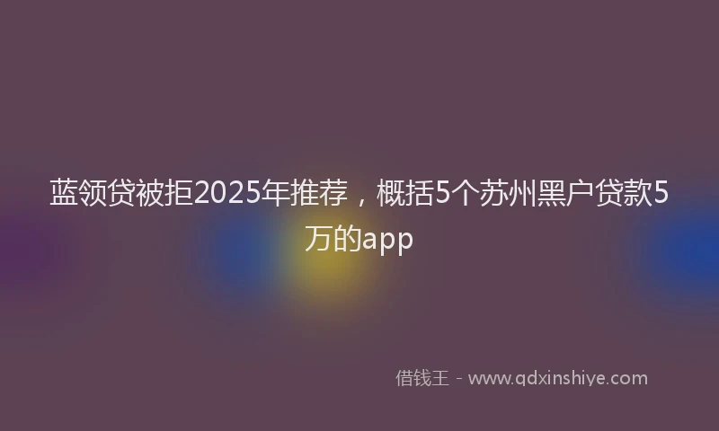 蓝领贷被拒2025年推荐，概括5个苏州黑户贷款5万的app