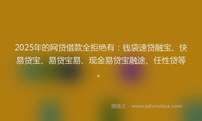 2025年的网贷借款全拒绝有：钱袋速贷融宝、快易贷宝、易贷宝易、现金易贷宝融途、任性贷等。