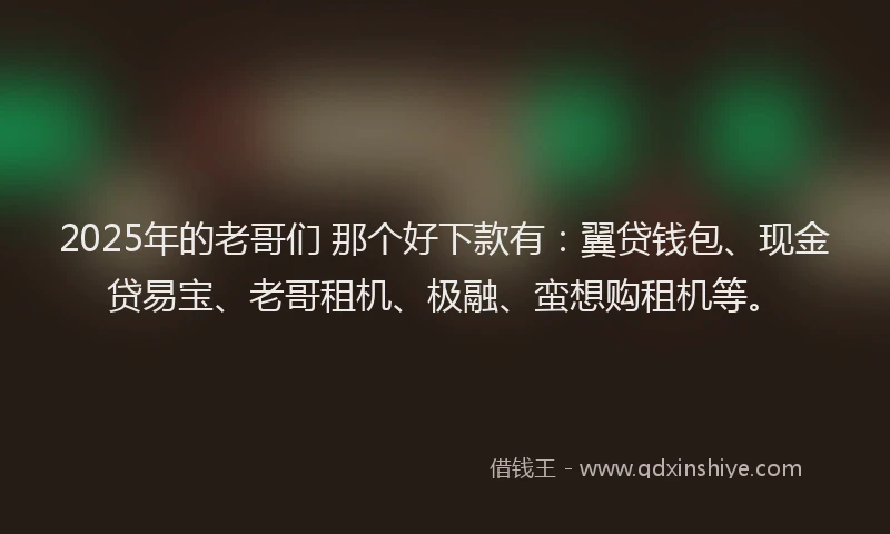 2025年的老哥们 那个好下款有：翼贷钱包、现金贷易宝、老哥租机、极融、蛮想购租机等。