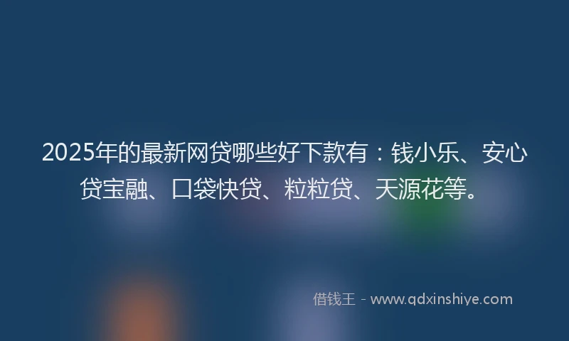 2025年的最新网贷哪些好下款有：钱小乐、安心贷宝融、口袋快贷、粒粒贷、天源花等。