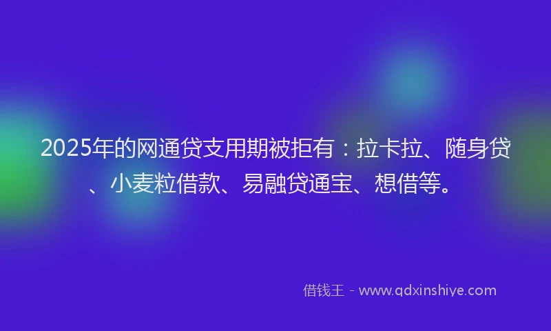 2025年的网通贷支用期被拒有：拉卡拉、随身贷、小麦粒借款、易融贷通宝、想借等。