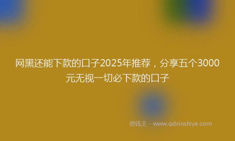 网黑还能下款的口子2025年推荐，分享五个3000元无视一切必下款的口子