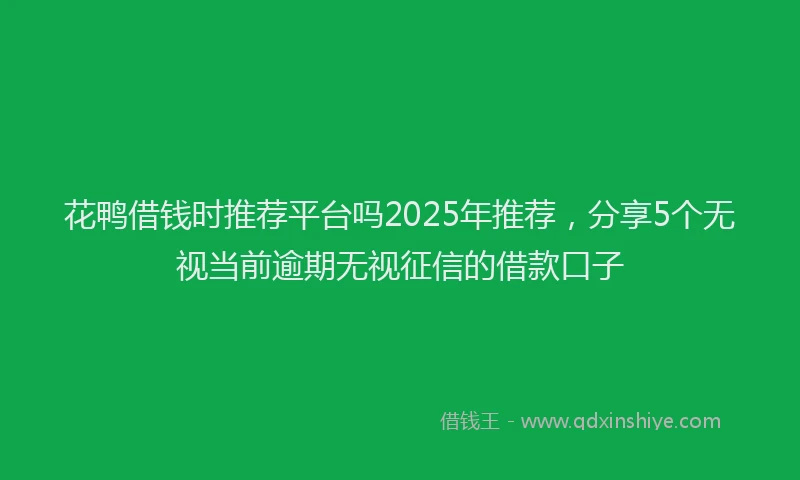 花鸭借钱时推荐平台吗2025年推荐，分享5个无视当前逾期无视征信的借款口子