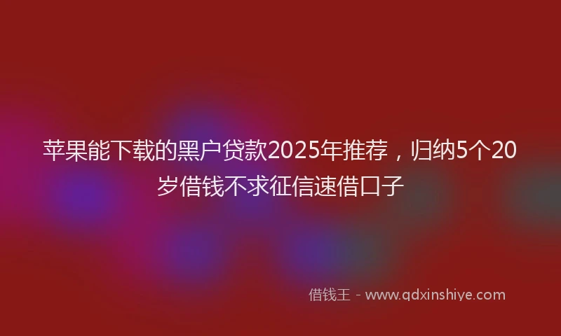 苹果能下载的黑户贷款2025年推荐，归纳5个20岁借钱不求征信速借口子