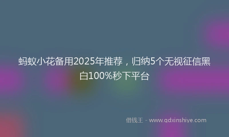 蚂蚁小花备用2025年推荐，归纳5个无视征信黑白100%秒下平台
