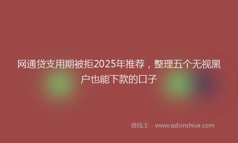 网通贷支用期被拒2025年推荐，整理五个无视黑户也能下款的口子