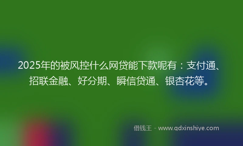 2025年的被风控什么网贷能下款呢有：支付通、招联金融、好分期、瞬信贷通、银杏花等。