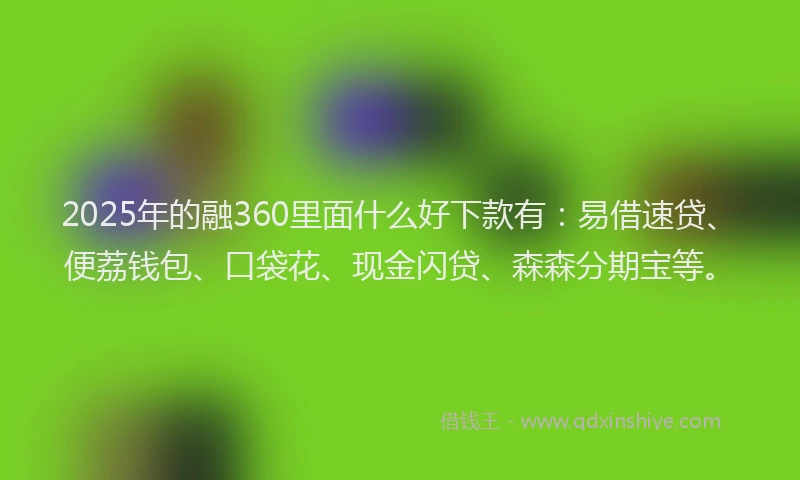 2025年的融360里面什么好下款有：易借速贷、便荔钱包、口袋花、现金闪贷、森森分期宝等。