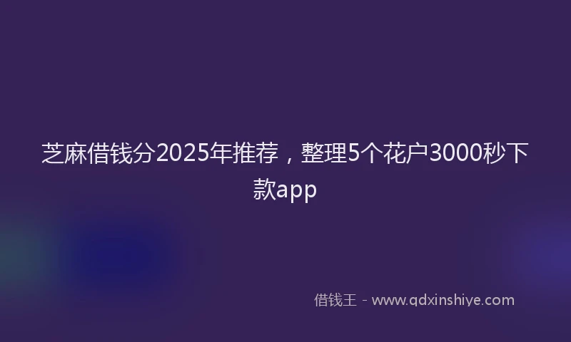 芝麻借钱分2025年推荐，整理5个花户3000秒下款app