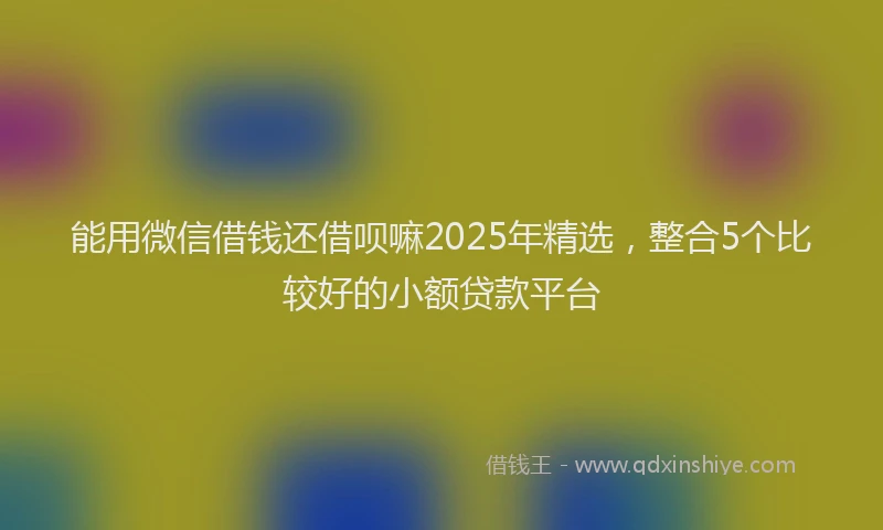 能用微信借钱还借呗嘛2025年精选，整合5个比较好的小额贷款平台