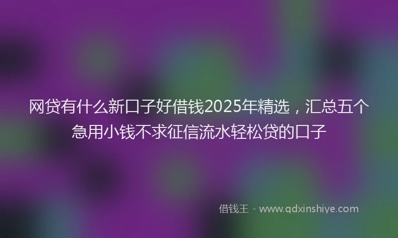 网贷有什么新口子好借钱2025年精选，汇总五个急用小钱不求征信流水轻松贷的口子